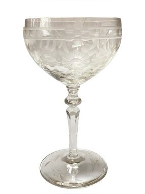 4 Vintage Rock Sharpe 2011-27 Crystal Coupe Champagne Sherbet Glasses Floral